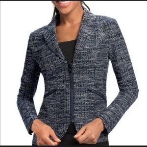 Cabi Mingle Black Blue Tweed Zip Up Blazer 10